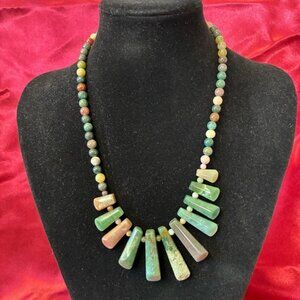 Hand Made Indian Multi Color Agate Natural Gemstone Necklace